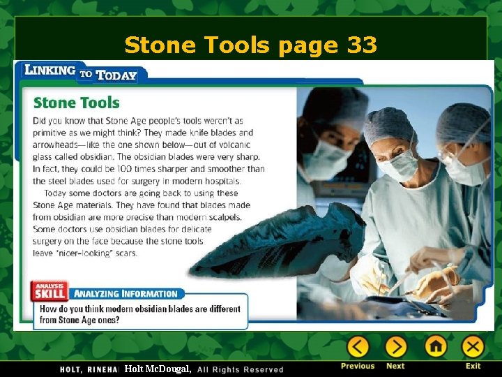 Stone Tools page 33 Holt Mc. Dougal, 