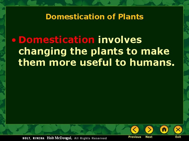 Domestication of Plants • Domestication involves changing the plants to make them more useful