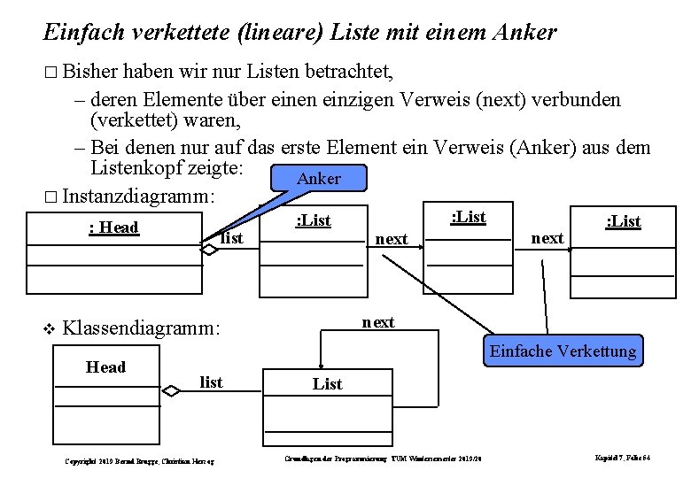 Einfach verkettete (lineare) Liste mit einem Anker � Bisher haben wir nur Listen betrachtet,