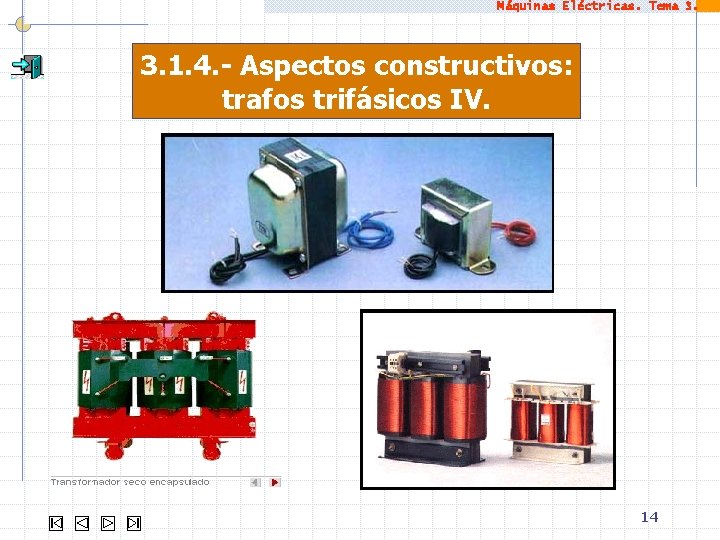 Máquinas Eléctricas. Tema 3. 1. 4. - Aspectos constructivos: trafos trifásicos IV. 14 