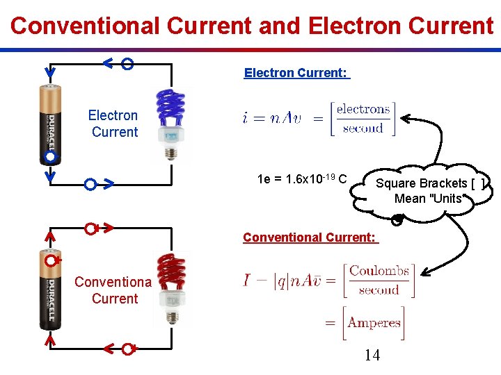Conventional Current and Electron Current - Electron Current: Electron C Current - 1 e
