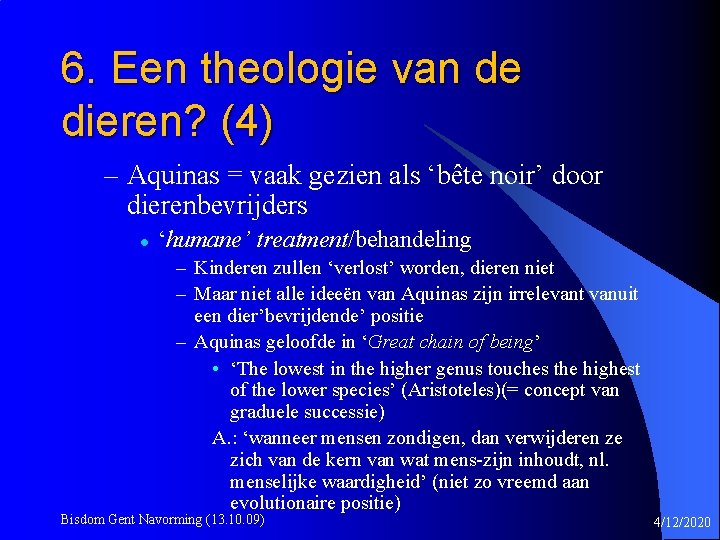 6. Een theologie van de dieren? (4) – Aquinas = vaak gezien als ‘bête