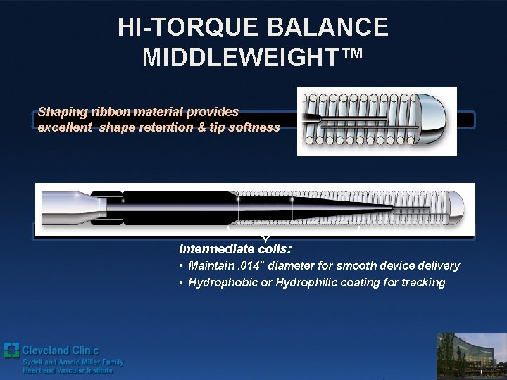 HI-TORQUE BALANCE MIDDLEWEIGHT™ Shaping ribbon material provides excellent shape retention & tip softness Intermediate