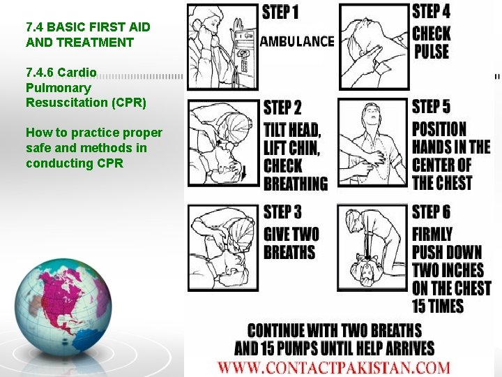 7. 4 BASIC FIRST AID AND TREATMENT 7. 4. 6 Cardio Pulmonary Resuscitation (CPR)
