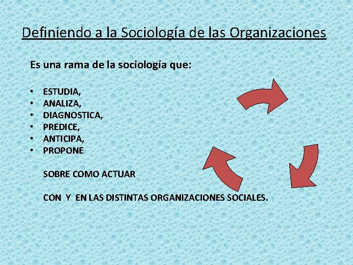 Definiendo a la Sociología de las Organizaciones Es una rama de la sociología que: