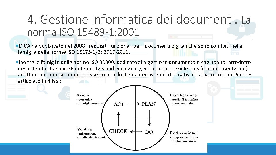 4. Gestione informatica dei documenti. La norma ISO 15489 -1: 2001 §L’ICA ha pubblicato