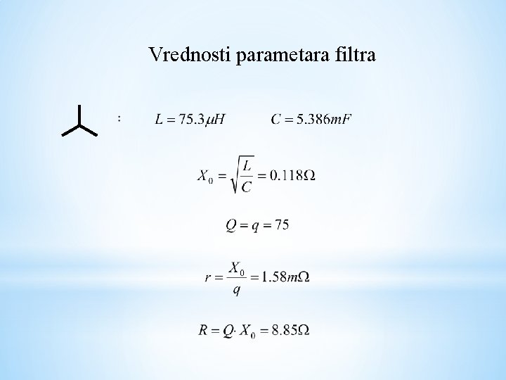  Vrednosti parametara filtra 