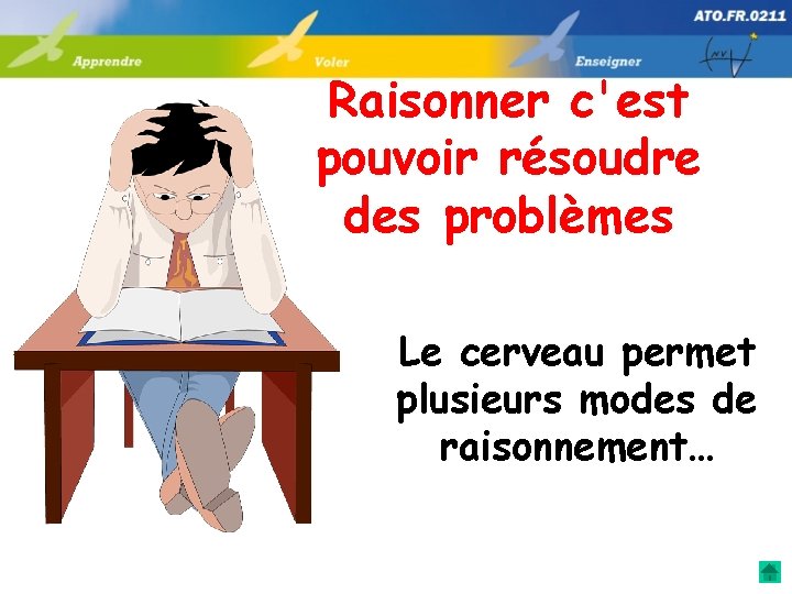 Raisonner c'est pouvoir résoudre des problèmes Le cerveau permet plusieurs modes de raisonnement… 