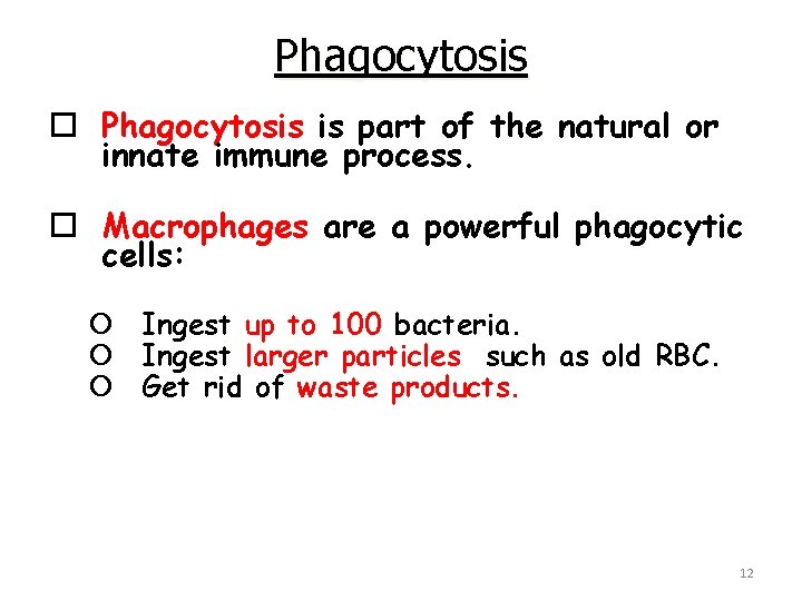 Phagocytosis is part of the natural or innate immune process. Macrophages are a powerful