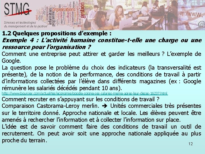 1. 2 Quelques propositions d’exemple : Exemple 4 : L’activité humaine constitue-t-elle une charge