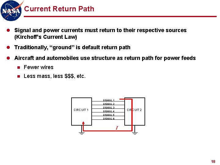 Current Return Path l Signal and power currents must return to their respective sources