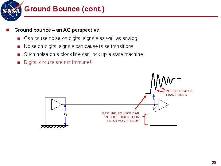 Ground Bounce (cont. ) l Ground bounce – an AC perspective n Can cause