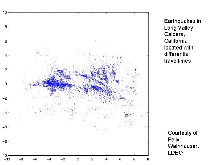 Earthquakes in Long Valley Caldera, California located with differential traveltimes Courtesty of Felix Walhhauser,