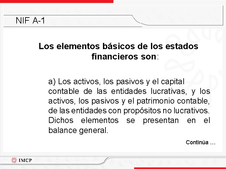 NIF A-1 Los elementos básicos de los estados financieros son: a) Los activos, los