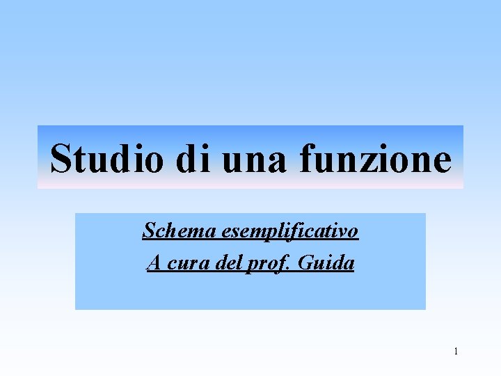 Studio di una funzione Schema esemplificativo A cura del prof. Guida 1 