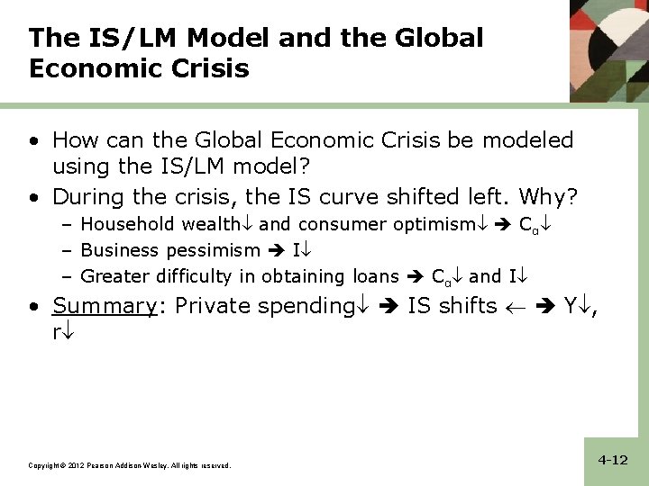 The IS/LM Model and the Global Economic Crisis • How can the Global Economic