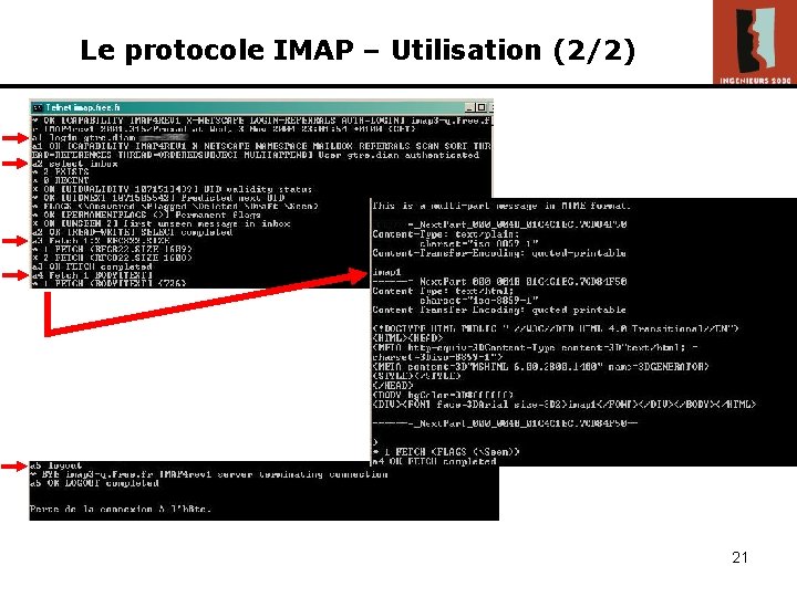 Le protocole IMAP – Utilisation (2/2) 21 