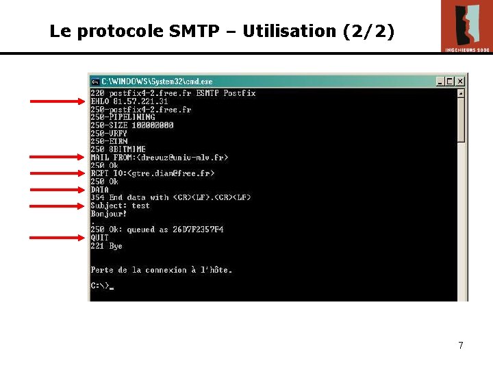 Le protocole SMTP – Utilisation (2/2) 7 