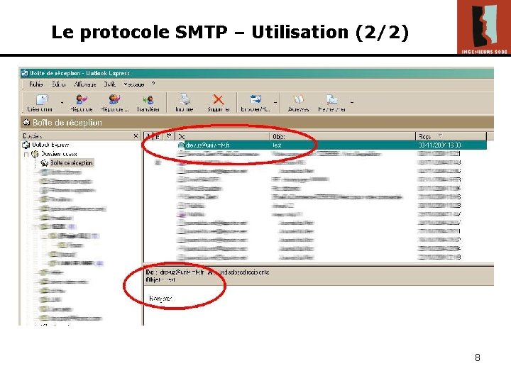 Le protocole SMTP – Utilisation (2/2) 8 