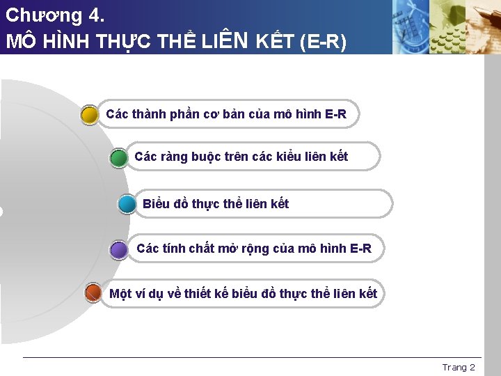 Chương 4. MÔ HÌNH THỰC THỂ LIÊN KẾT (E-R) Các thành phần cơ bản