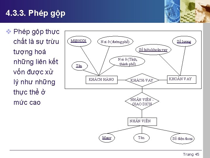 4. 3. 3. Phép gộp v Phép gộp thực chất là sự trừu tượng