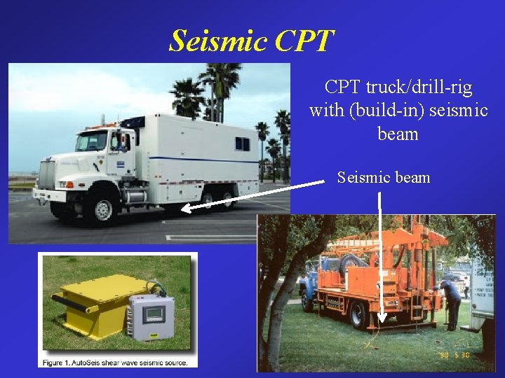 Seismic CPT truck/drill-rig with (build-in) seismic beam Seismic beam 