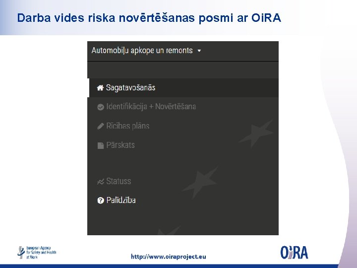 Darba vides riska novērtēšanas posmi ar Oi. RA 