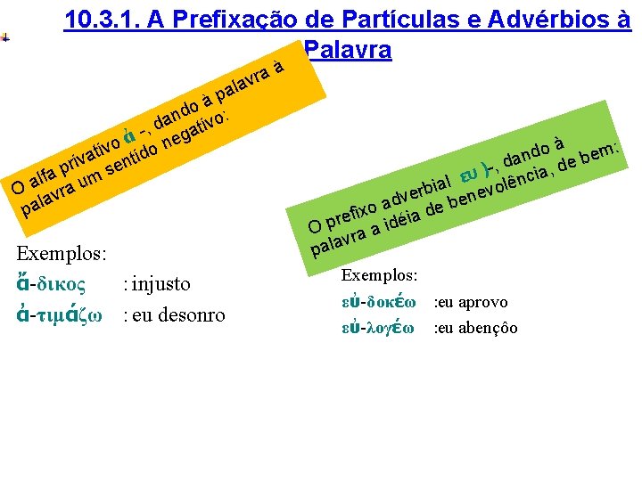 10. 3. 1. A Prefixação de Partículas e Advérbios à Palavra à a r