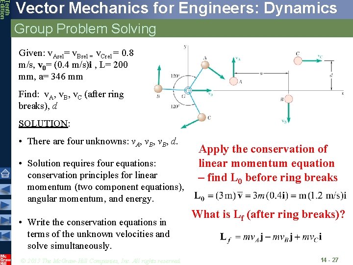 Tenth Edition Vector Mechanics for Engineers: Dynamics Group Problem Solving Given: v. Arel= v.