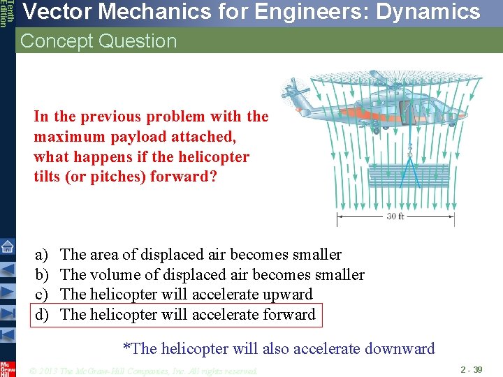 Tenth Edition Vector Mechanics for Engineers: Dynamics Concept Question In the previous problem with