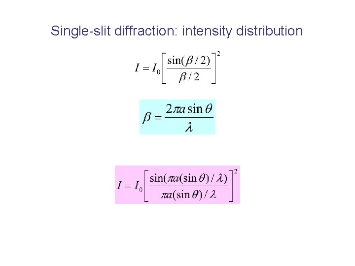 Single-slit diffraction: intensity distribution 