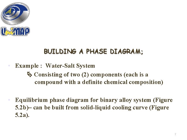 BUILDING A PHASE DIAGRAM; • Example : Water-Salt System Consisting of two (2) components