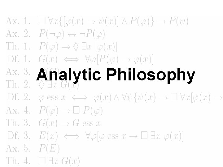 Analytic Philosophy 