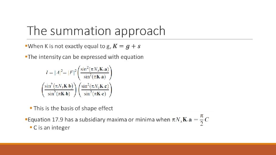 The summation approach 