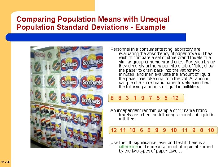 Comparing Population Means with Unequal Population Standard Deviations - Example Personnel in a consumer