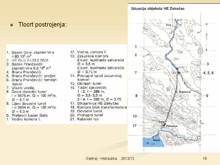 n Tlocrt postrojenja: Gjetvaj - Hidraulika 2012/13 16 
