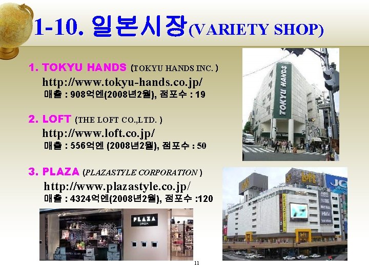 1 -10. 일본시장(VARIETY SHOP) 1. TOKYU HANDS (TOKYU HANDS INC. ） http: //www. tokyu-hands.