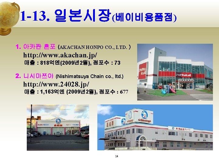 1 -13. 일본시장(베이비용품점) 1. 아카짠 혼포 (AKACHAN HONPO CO. , LTD. ） http: //www.