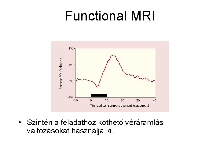 Functional MRI • Szintén a feladathoz köthető véráramlás változásokat használja ki. 