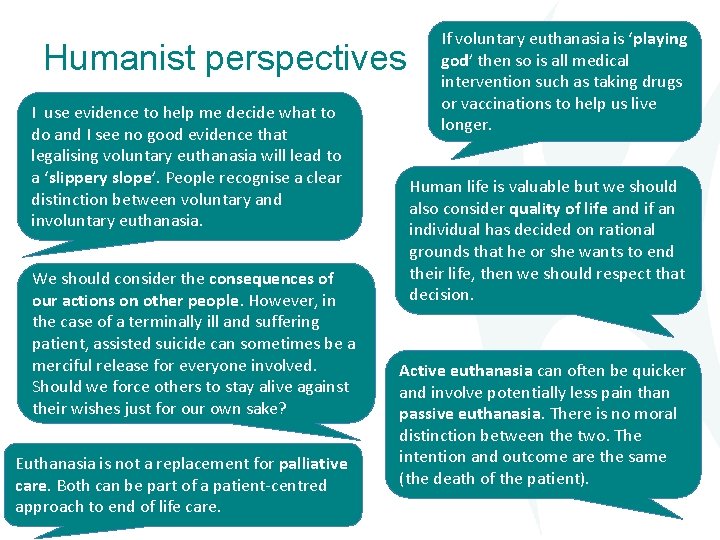 Humanist perspectives I use evidence to help me decide what to do and I