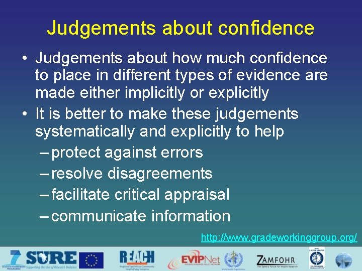 Judgements about confidence • Judgements about how much confidence to place in different types