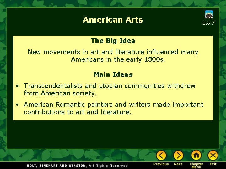 American Arts 8. 6. 7 The Big Idea New movements in art and literature American Arts 8. 6. 7 The Big Idea New movements in art and literature