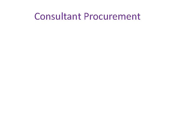 Consultant Procurement 