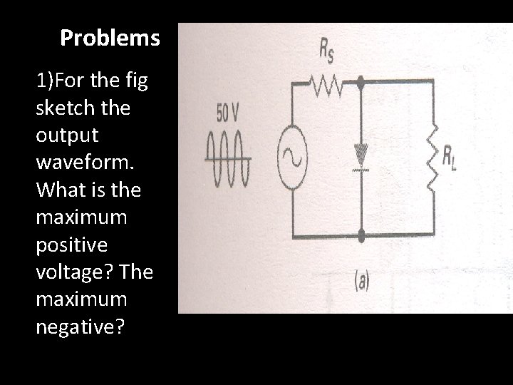 Problems 1)For the fig sketch the output waveform. What is the maximum positive voltage?