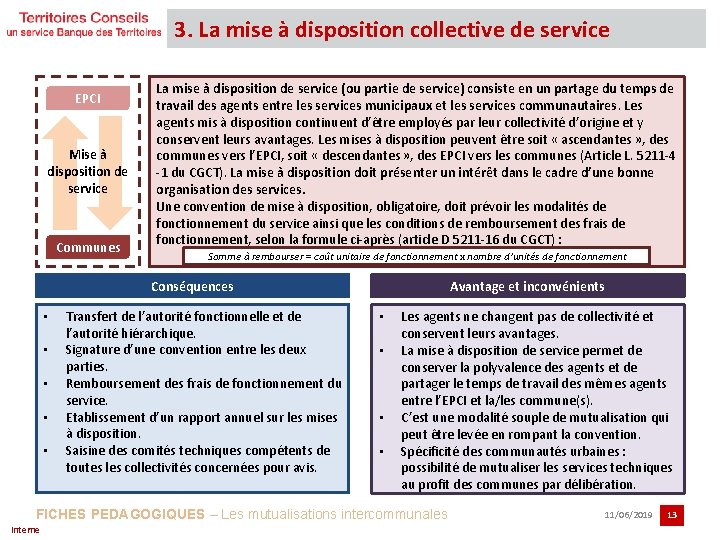 3. La mise à disposition collective de service EPCI Mise à disposition de service