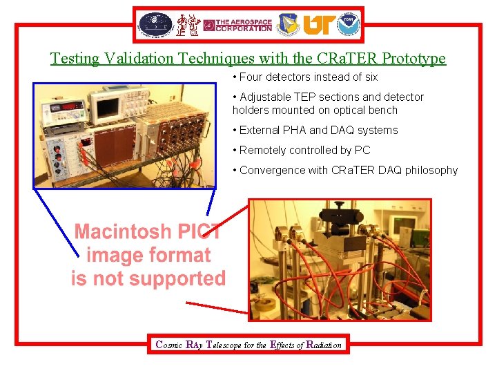 Testing Validation Techniques with the CRa. TER Prototype • Four detectors instead of six