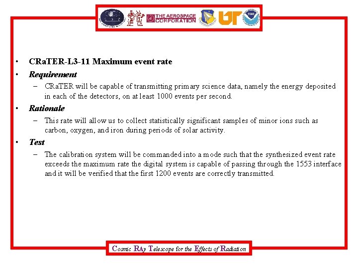  • • CRa. TER-L 3 -11 Maximum event rate Requirement – CRa. TER