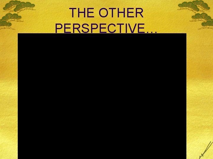 THE OTHER PERSPECTIVE… THE OTHER PERSPECTIVE…