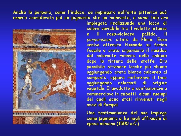 Anche la porpora, come l'indaco, se impiegata nell'arte pittorica può essere considerata più un