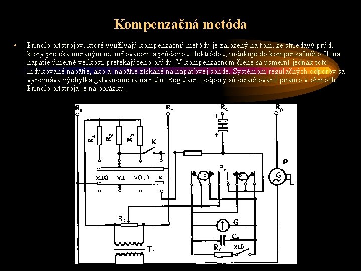 Kompenzačná metóda • Princíp prístrojov, ktoré využívajú kompenzačnú metódu je založený na tom, že